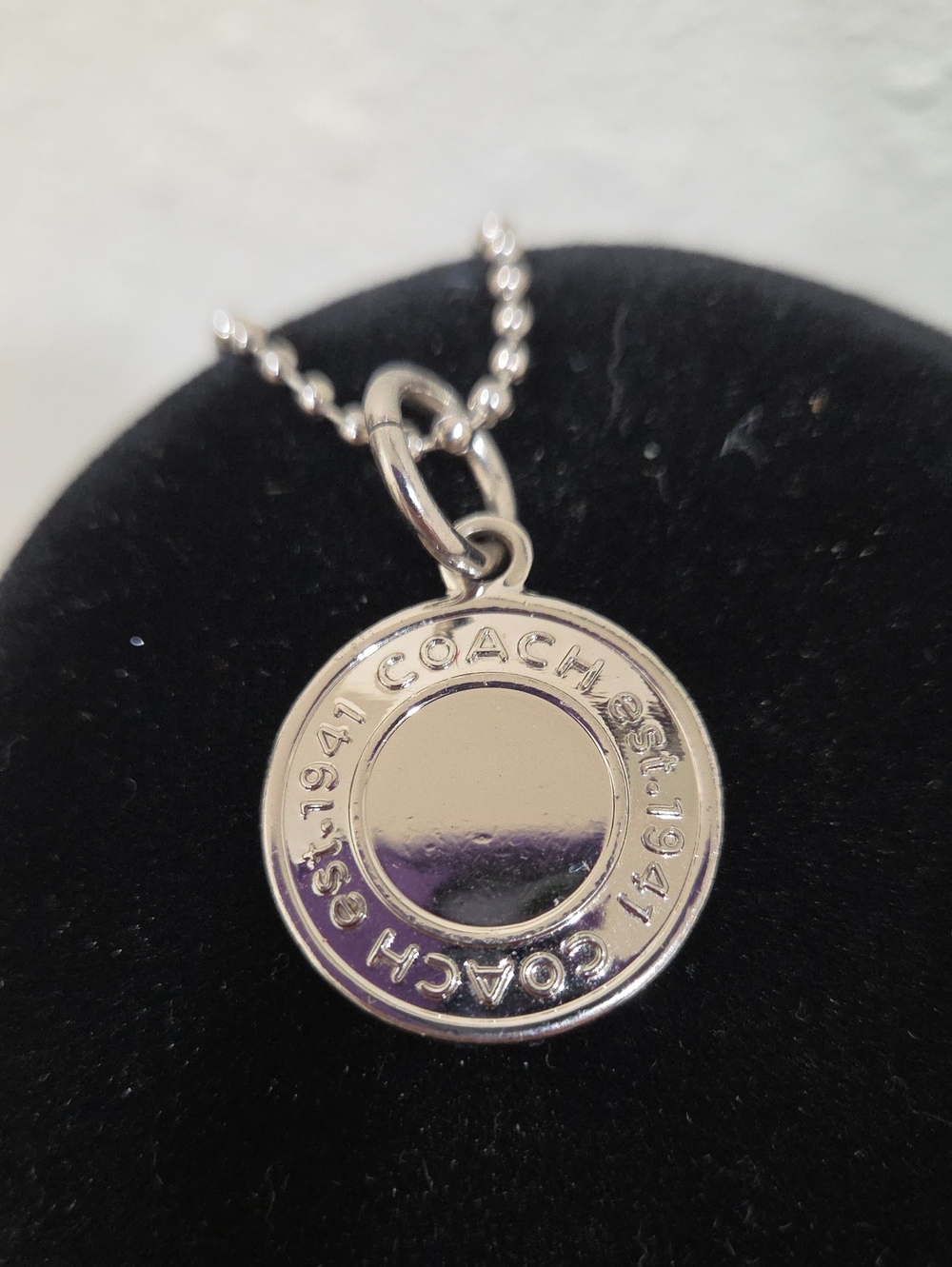 Coach Silver Round Logo Pendant